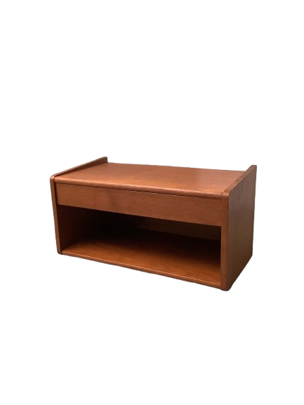 Teak-seinähylly laatikolla