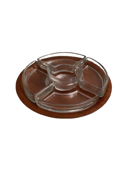 Pyöreä teak-tarjoiluastia