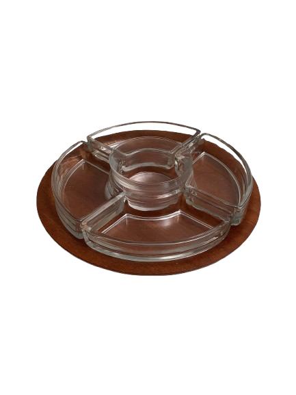 Pyöreä teak-tarjoiluastia