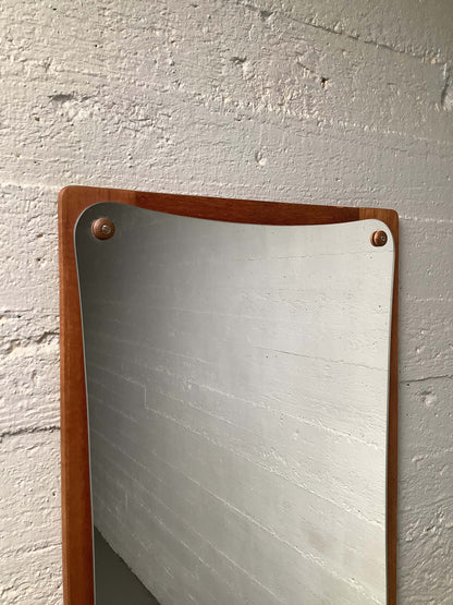 Tanskalainen vintage teak- kehyksinen peili, 50-luku