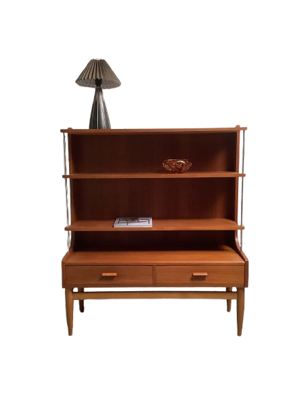 Tanskalainen Edvard Valentinsen teak- kirjahylly 50-luku